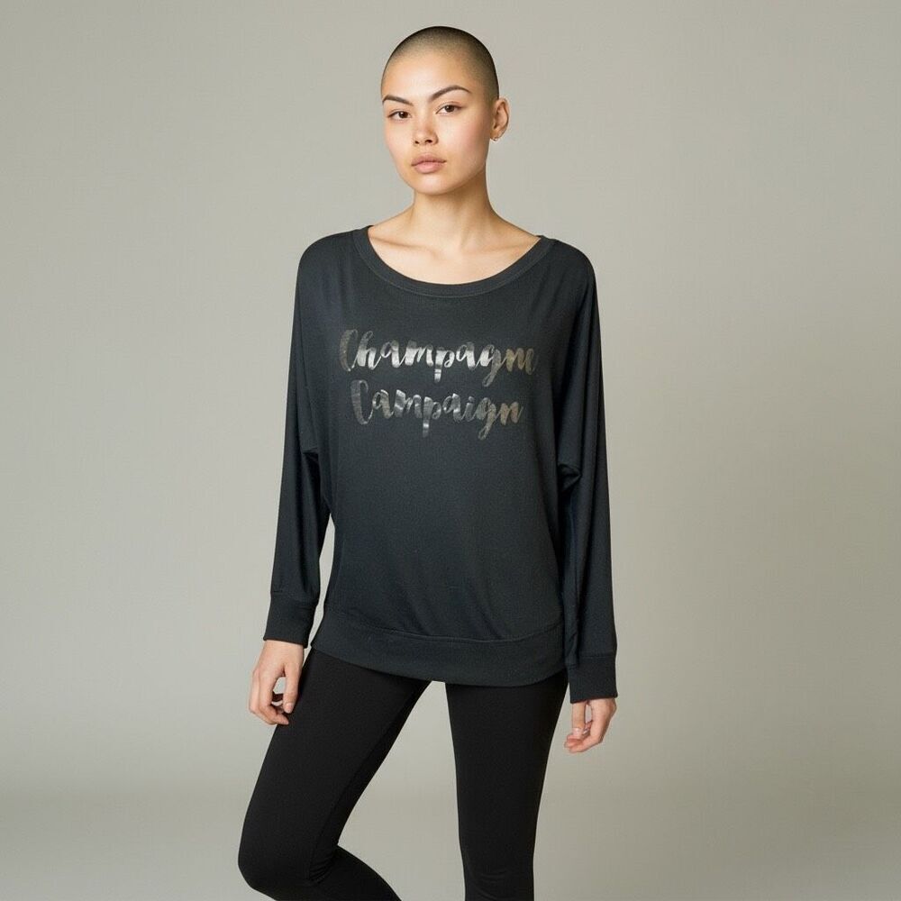 BELLA CANVAS Solid Black Champagne Campaign Long Sleeve Round Neck T Shirt M